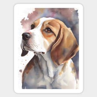 A Watercolor Beagle Dog Portrait Sticker